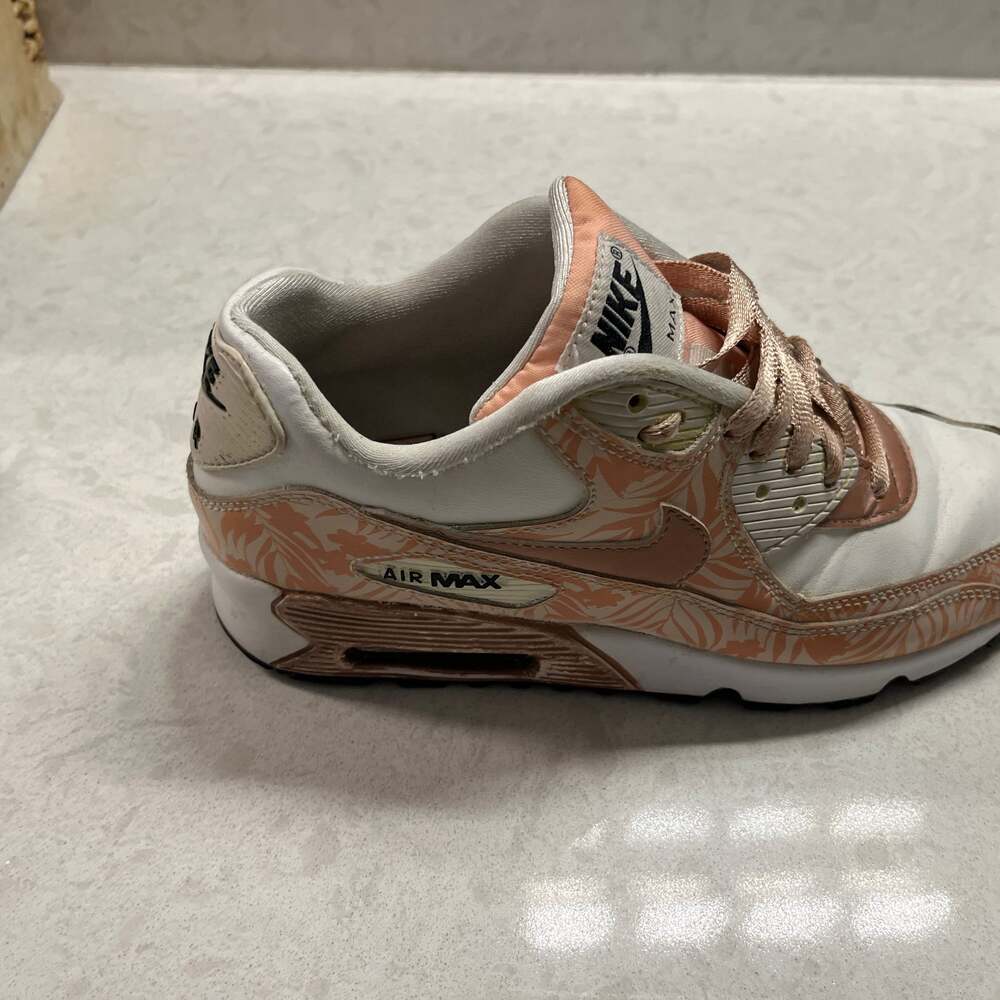 Nike Air Max 90 Print Leather GS 'White Bronze Rose Gold Floral' 844616-100